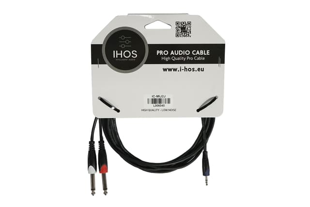 IC-MIJ2J Y-kabel - 3,5 mm stereo til 2x 6,3 mm mono