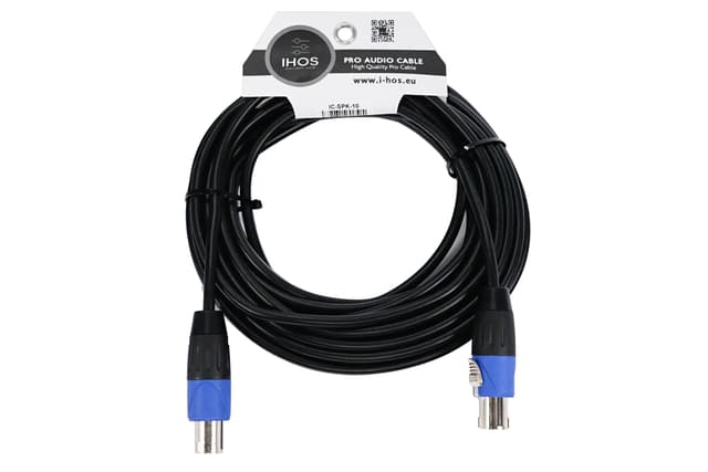 Speakon kabel IC-SPK-15 – profesjonell 4P hannkontakt til hunnkontakt, 15 meter