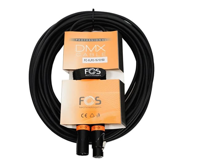 FC-XLR3-15 DMX kabel 110 Ohm med XLR 3-pins og snapfastener, 15m
